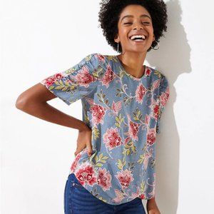 LOFT Garden Cinched Puff Sleeve Top NWT